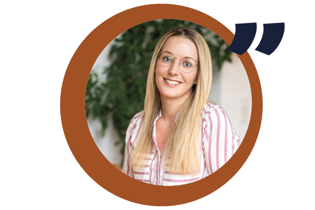 Susanne Bösch von der Zimmerei Huber in einer Kreis-Grafik.